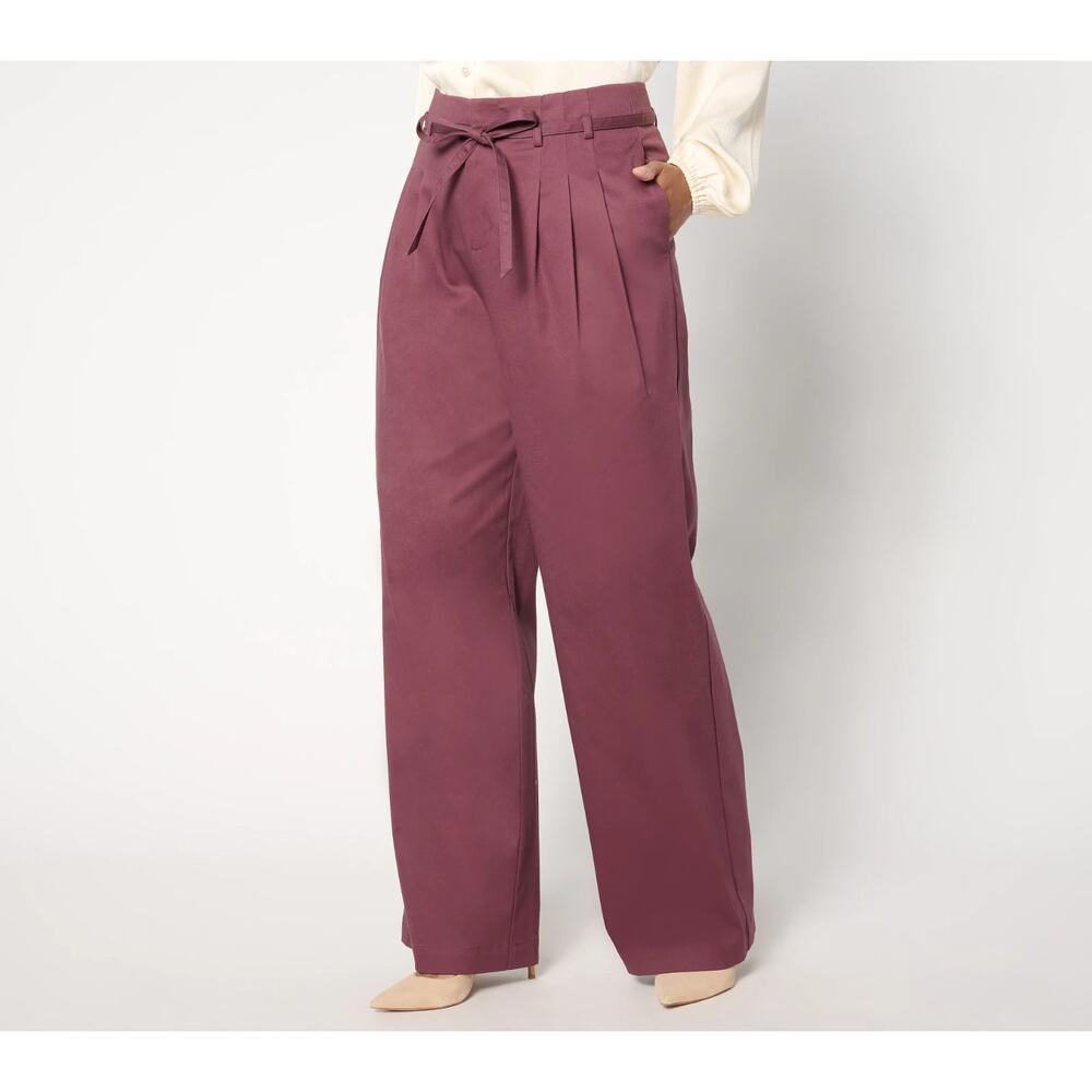 BEAUTIFUL by Lawrence Zarian Stretch Cotton Sateen Trousers Womens 6P Purple